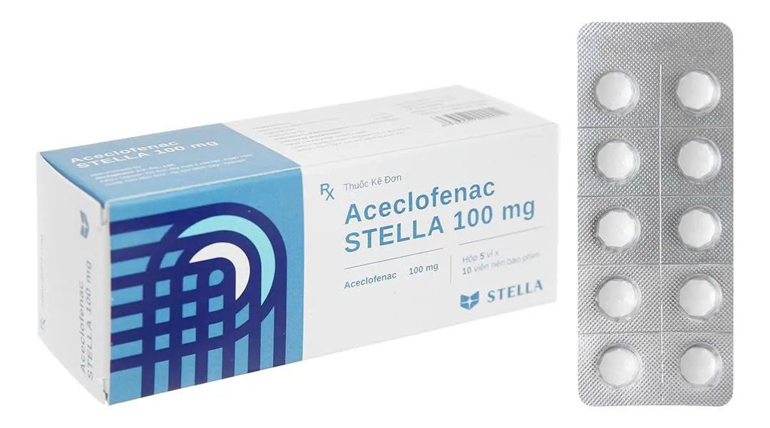 Aceclofenac 100mg Stella (H/50v) - Thuốc Chống Viêm NSAID Điều Trị Viêm Khớp, Đau Cơ Xương